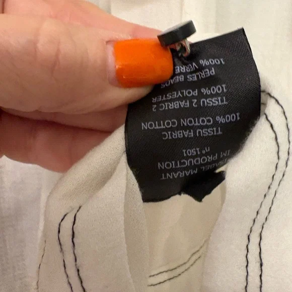 Isabel Marant White Blouse with Black Detail. - Picture 7 of 7